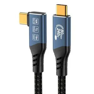 PremiumCord USB4 različica 2.0, 80 Gbps, 16K pri 60 Hz, 240 W, kabel za Thunderbolt 3 in 4, ukrivljen, 1 m