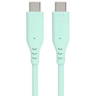 PremiumCord silikonski kabel s priključki USB-C, 60 W, 480 Mbps, turkizne barve, izjemno mehak, 1,5 m