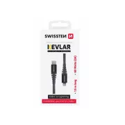 SWISSTEN PODATKOVNI KABEL KEVLAR USB-C / LIGHTNING 1,5 M ANTRACIT