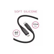 SWISSTEN PODATKOVNI KABEL IZ MEHKEGA SILIKONA USB-C / USB-C 1,5 M 60W ČRN