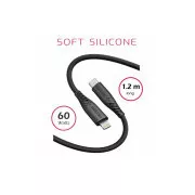 SWISSTEN PODATKOVNI KABEL IZ MEHKEGA SILIKONA USB-C / LIGHTNING 1,2 M 60W ČRN