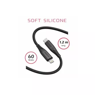 SWISSTEN PODATKOVNI KABEL IZ MEHKEGA SILIKONA USB-C / LIGHTNING 1,2 M 60W ČRN