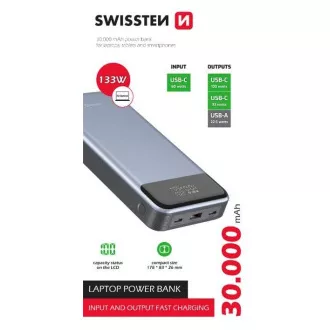 SWISSTEN POWER BANK 30000 mAh 133W DOBAVA ENERGIJE SIVA SWISSTEN POWER BANK 30000 mAh 133W DOBAVA ENERGIJE SIVA