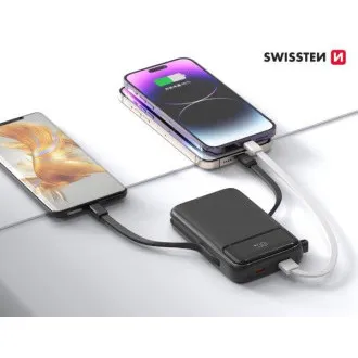 SWISSTEN POWER BANK 10000 mAh PD 20 W Z VGRADENIMA KABLOMA USB-C IN LIGHTNING (združljiv z MagSafe) SWISSTEN POWER BANK 10000 mAh PD 20 W Z VGRADENIMA KABLOMA USB-C IN LIGHTNING (združljiv z MagSafe)