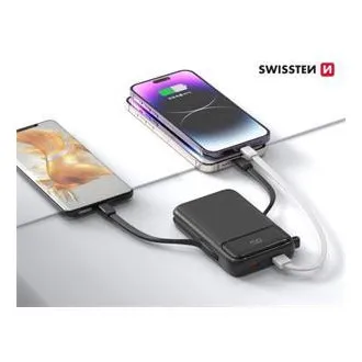 SWISSTEN POWER BANK 10000 mAh PD 20 W Z VGRADENIMA KABLOMA USB-C IN LIGHTNING (združljiv z MagSafe) SWISSTEN POWER BANK 10000 mAh PD 20 W Z VGRADENIMA KABLOMA USB-C IN LIGHTNING (združljiv z MagSafe)