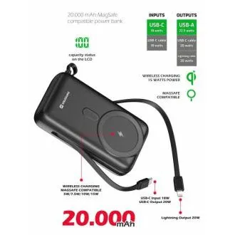 SWISSTEN POWER BANK 20000 mAh PD 20 W Z VGRADENIMA KABLOMA USB-C IN LIGHTNING (združljiv z MagSafe) SWISSTEN POWER BANK 20000 mAh PD 20 W Z VGRADENIMA KABLOMA USB-C IN LIGHTNING (združljiv z MagSafe)