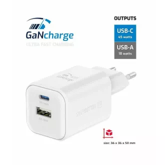 SWISSTEN NETWORK ADAPTER GaN 1x USB-C 45W PD 1x USB-A 18W QC BELA SWISSTEN NETWORK ADAPTER GaN 1x USB-C 45W PD 1x USB-A 18W QC BELA