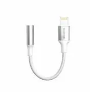 SWISSTEN AUDIO ADAPTER TEKSTILNI LIGHTNING (moški) / 3,5 mm AUX 0,15 M BELI (zamenjuje 73501212)