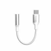 SWISSTEN AUDIO ADAPTER TEXTILE USB-C (moški) / 3,5 mm AUX 0,15 M BELI (zamenjuje 73501302)