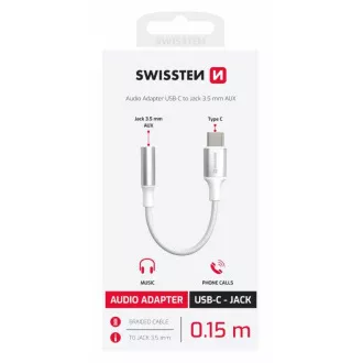 SWISSTEN AUDIO ADAPTER TEXTILE USB-C (moški) / 3,5 mm AUX 0,15 M BELI (zamenjuje 73501302) SWISSTEN AUDIO ADAPTER TEXTILE USB-C (moški) / 3,5 mm AUX 0,15 M BELI (zamenjuje 73501302)