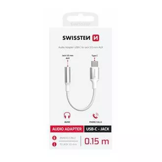 SWISSTEN AUDIO ADAPTER TEXTILE USB-C (moški) / 3,5 mm AUX 0,15 M BELI (zamenjuje 73501302) SWISSTEN AUDIO ADAPTER TEXTILE USB-C (moški) / 3,5 mm AUX 0,15 M BELI (zamenjuje 73501302)