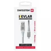 SWISSTEN PODATKOVNI KABEL KEVLAR USB / LIGHTNING 1,5 M BEL