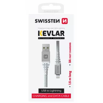 SWISSTEN PODATKOVNI KABEL KEVLAR USB / LIGHTNING 1,5 M BEL