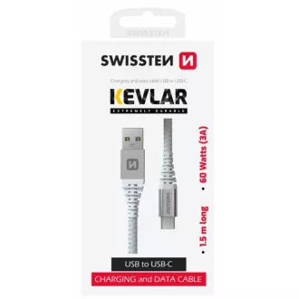 SWISSTEN PODATKOVNI KABEL KEVLAR USB/USB-C 1,5 M BEL