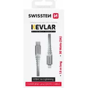 SWISSTEN PODATKOVNI KABEL KEVLAR USB-C / LIGHTNING 1,5 M BEL
