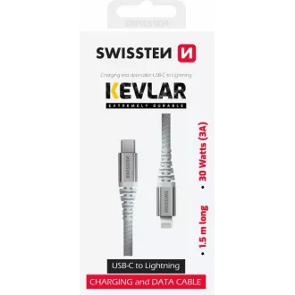 SWISSTEN PODATKOVNI KABEL KEVLAR USB-C / LIGHTNING 1,5 M BEL