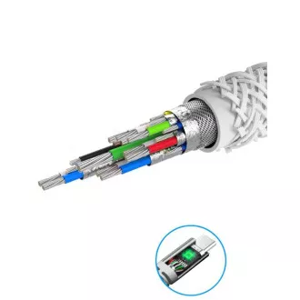 SWISSTEN PODATKOVNI KABEL KEVLAR USB-C / USB-C 1,5 M BELA