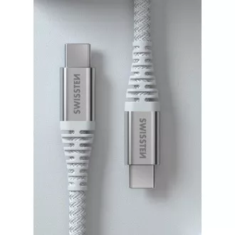 SWISSTEN PODATKOVNI KABEL KEVLAR USB-C / USB-C 1,5 M BELA
