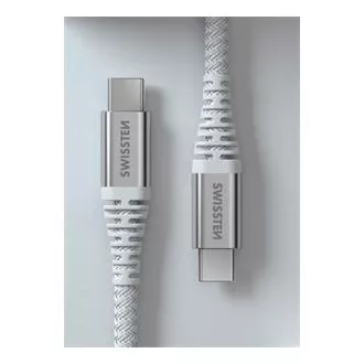 SWISSTEN PODATKOVNI KABEL KEVLAR USB-C / USB-C 1,5 M BELA