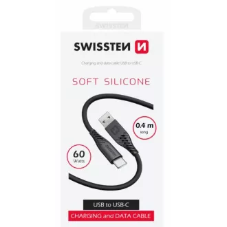 SWISSTEN PODATKOVNI KABEL IZ MEHKEGA SILIKONA USB / USB-C 0,4 M ČRN SWISSTEN PODATKOVNI KABEL IZ MEHKEGA SILIKONA USB / USB-C 0,4 M ČRN