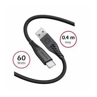 SWISSTEN PODATKOVNI KABEL IZ MEHKEGA SILIKONA USB / USB-C 0,4 M ČRN SWISSTEN PODATKOVNI KABEL IZ MEHKEGA SILIKONA USB / USB-C 0,4 M ČRN