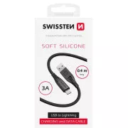SWISSTEN PODATKOVNI KABEL IZ MEHKEGA SILIKONA USB-A / LIGHTNING 0,4 M ČRN