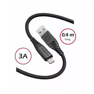 SWISSTEN PODATKOVNI KABEL IZ MEHKEGA SILIKONA USB-A / LIGHTNING 0,4 M ČRN