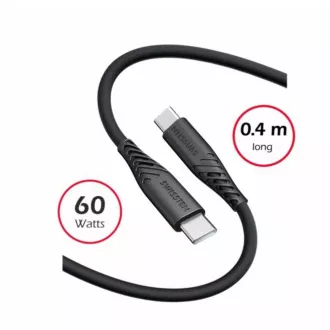 SWISSTEN PODATKOVNI KABEL IZ MEHKEGA SILIKONA USB-C / USB-C 0,4 M ČRN