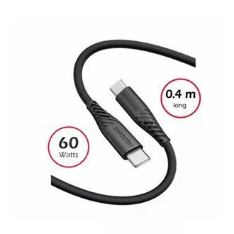SWISSTEN PODATKOVNI KABEL IZ MEHKEGA SILIKONA USB-C / USB-C 0,4 M ČRN