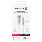 SWISSTEN PODATKOVNI KABEL TEXTILE II USB / LIGHTNING 1,5 M BELA