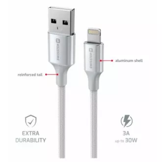 SWISSTEN PODATKOVNI KABEL TEXTILE II USB / LIGHTNING 1,5 M BELA