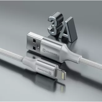 SWISSTEN PODATKOVNI KABEL TEXTILE II USB / LIGHTNING 1,5 M BELA