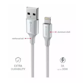 SWISSTEN PODATKOVNI KABEL TEXTILE II USB / LIGHTNING 1,5 M BELA