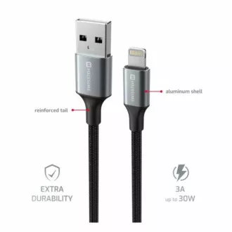 SWISSTEN PODATKOVNI KABEL TEXTILE II USB / LIGHTNING 1,5 M ČRN
