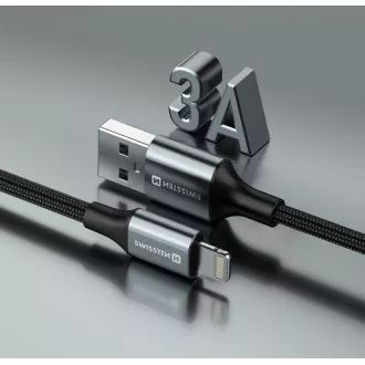 SWISSTEN PODATKOVNI KABEL TEXTILE II USB / LIGHTNING 1,5 M ČRN