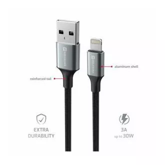 SWISSTEN PODATKOVNI KABEL TEXTILE II USB / LIGHTNING 1,5 M ČRN