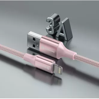 SWISSTEN PODATKOVNI KABEL TEXTILE II USB / LIGHTNING 1,5 M ROZA