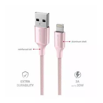 SWISSTEN PODATKOVNI KABEL TEXTILE II USB / LIGHTNING 1,5 M ROZA