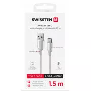 SWISSTEN PODATKOVNI KABEL TEXTILE II USB / USB-C 1,5 M BELA