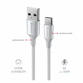 SWISSTEN PODATKOVNI KABEL TEXTILE II USB / USB-C 1,5 M BELA