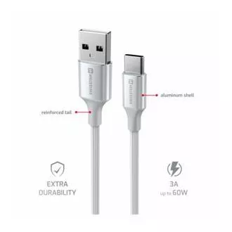 SWISSTEN PODATKOVNI KABEL TEXTILE II USB / USB-C 1,5 M BELA