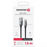 SWISSTEN PODATKOVNI KABEL TEXTILE II USB / USB-C 1,5 M ČRN