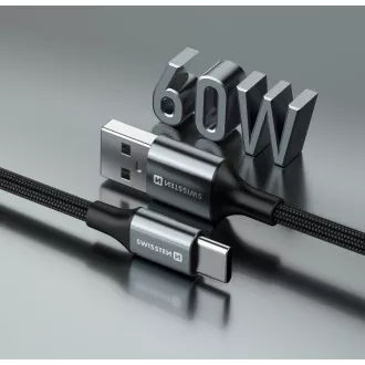 SWISSTEN PODATKOVNI KABEL TEXTILE II USB / USB-C 1,5 M ČRN