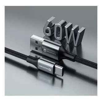 SWISSTEN PODATKOVNI KABEL TEXTILE II USB / USB-C 1,5 M ČRN