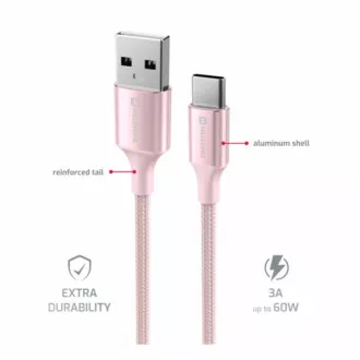 SWISSTEN PODATKOVNI KABEL TEXTILE II USB / USB-C 1,5 M ROZA