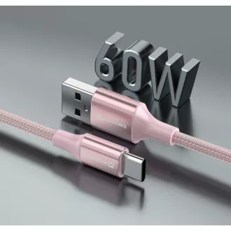 SWISSTEN PODATKOVNI KABEL TEXTILE II USB / USB-C 1,5 M ROZA