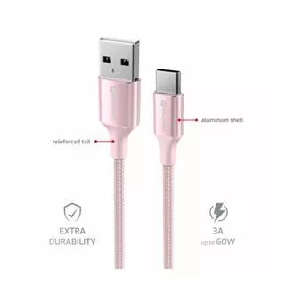 SWISSTEN PODATKOVNI KABEL TEXTILE II USB / USB-C 1,5 M ROZA