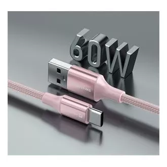 SWISSTEN PODATKOVNI KABEL TEXTILE II USB / USB-C 1,5 M ROZA