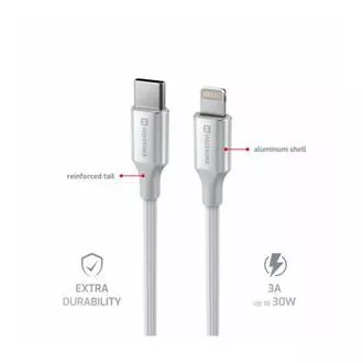 SWISSTEN PODATKOVNI KABEL TEXTILE II USB-C / LIGHTNING 1,5 M BELA
