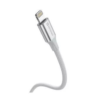 SWISSTEN PODATKOVNI KABEL TEXTILE II USB-C / LIGHTNING 1,5 M BELA